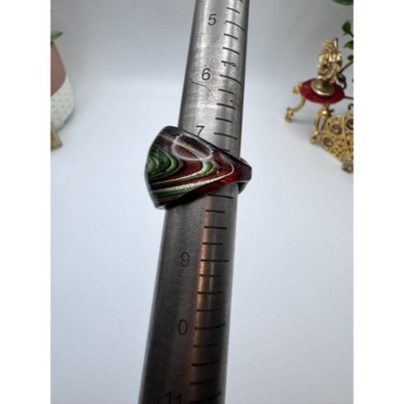 Murano Italy Glass Dome Ring 7.5" Multicolor  Infused Statement Hand Made - Picture 7 of 7